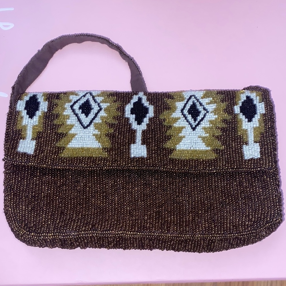 Free people brown beaded bag